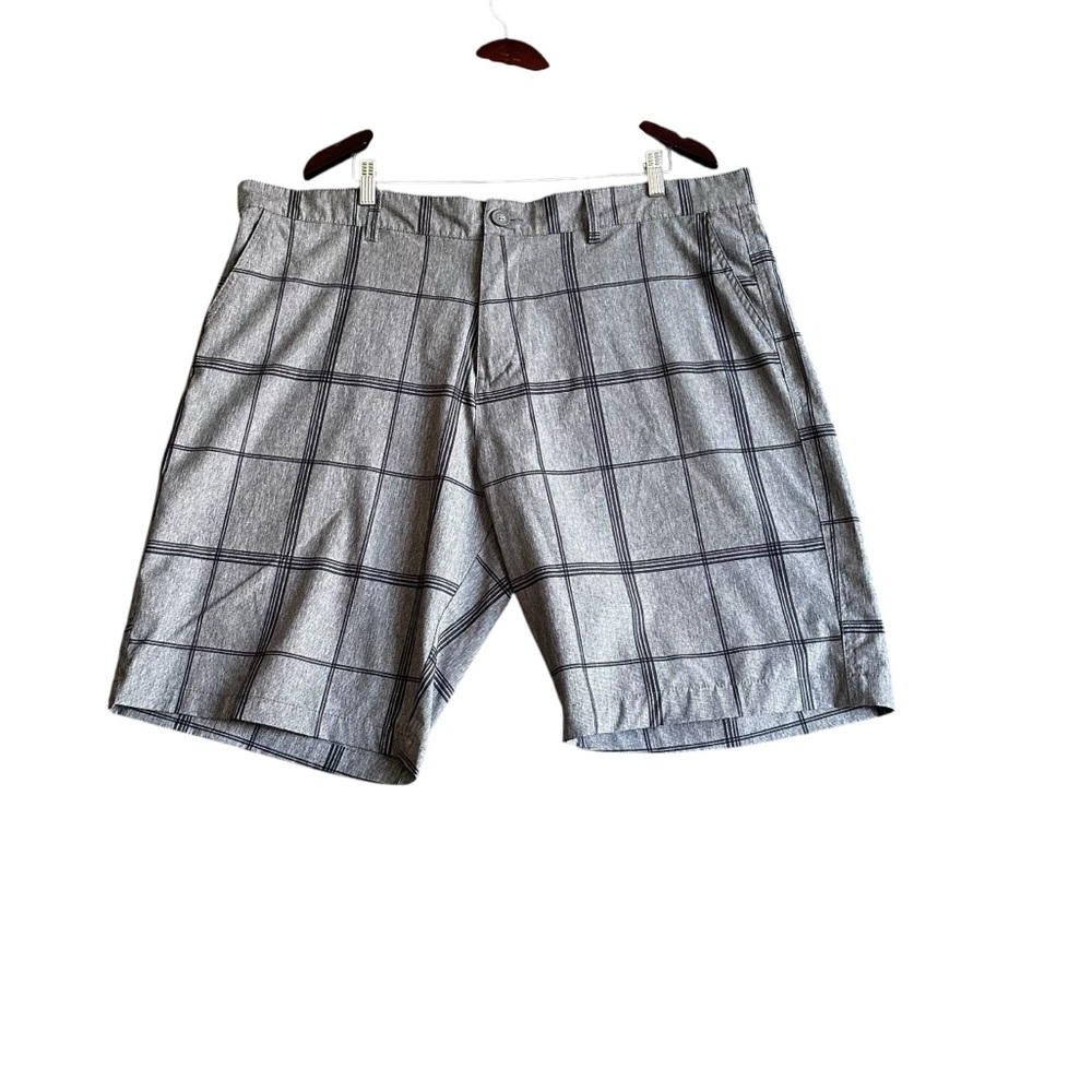 OP Black and Gray Flex 4 Way Stretch Men’s Plaid Shorts SZ 42